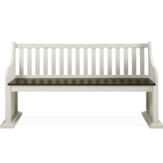 Two-Tone Dark Oak And Ivory High Back Wooden Bench-Kirkland's Home Fashion