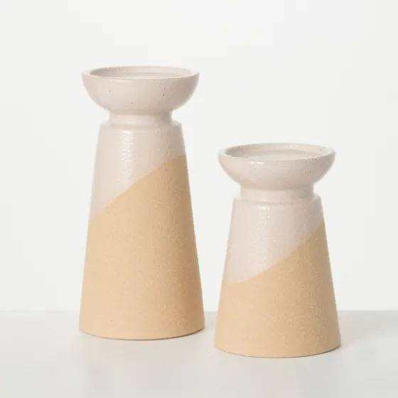 Two-Toned Cream Pillar Candle Holders, Set Of 2-Kirkland's Home Best Sale