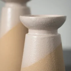 Two-Toned Cream Pillar Candle Holders, Set Of 2-Kirkland's Home Best Sale