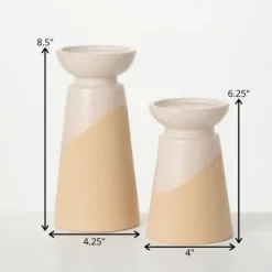 Two-Toned Cream Pillar Candle Holders, Set Of 2-Kirkland's Home Best Sale