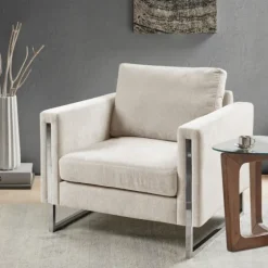 Upholstered And Chrome Accent Chair-Kirkland's Home Sale