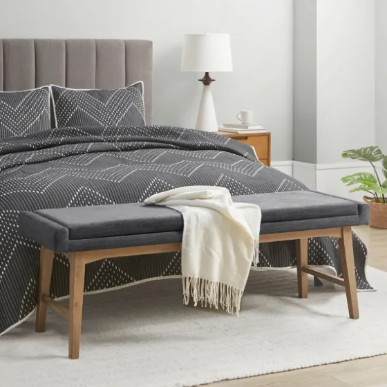 Upholstered And Wood Legs Bench-Kirkland's Home Store