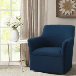 Upholstered Flared Arm Swivel Accent Chair-Kirkland's Home Sale