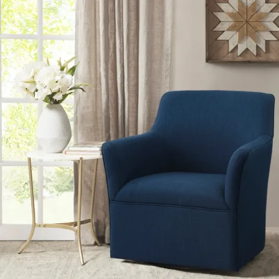 Upholstered Flared Arm Swivel Accent Chair-Kirkland's Home Sale