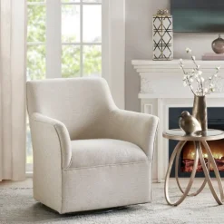 Upholstered Flared Arm Swivel Accent Chair-Kirkland's Home Best