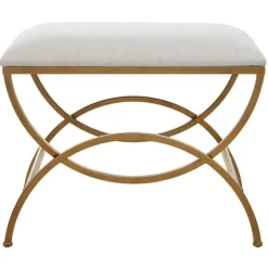 Upholstered Gold Metal Arched Frame Bench-Kirkland's Home New