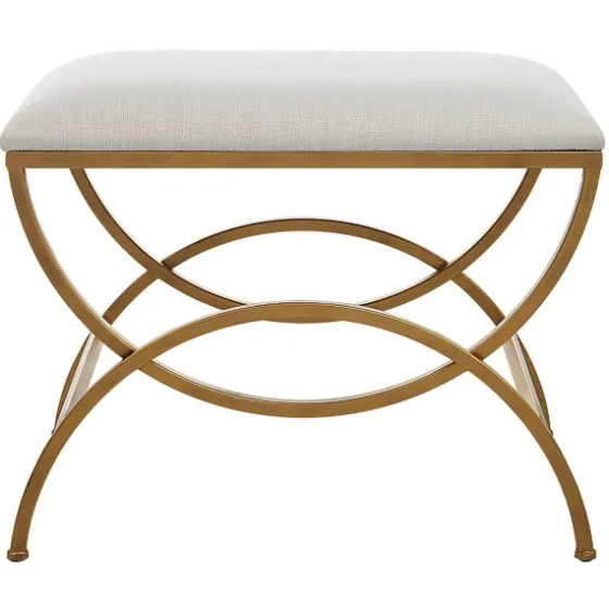 Upholstered Gold Metal Arched Frame Bench-Kirkland's Home New