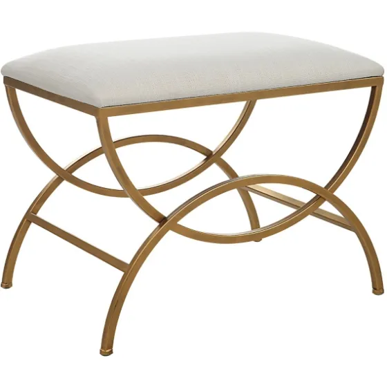 Upholstered Gold Metal Arched Frame Bench-Kirkland's Home New