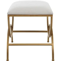 Upholstered Gold Metal Arched Frame Bench-Kirkland's Home New