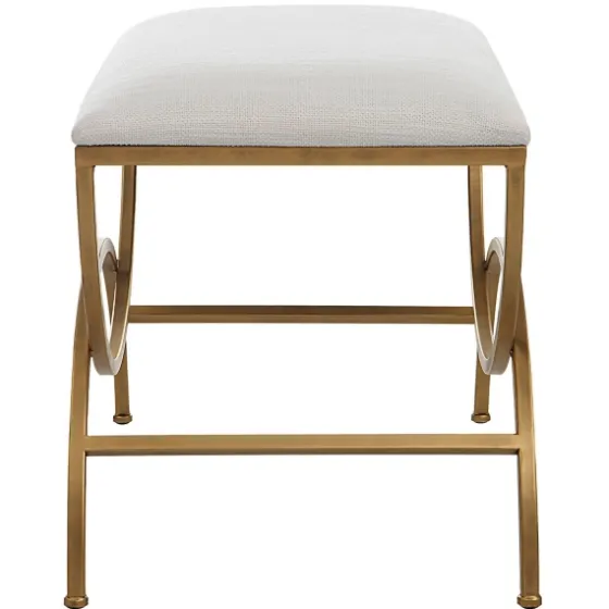 Upholstered Gold Metal Arched Frame Bench-Kirkland's Home New