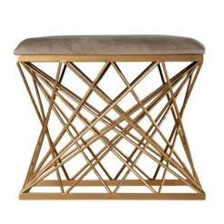 Upholstered Golden Geometric Net Base Stool-Kirkland's Home Sale