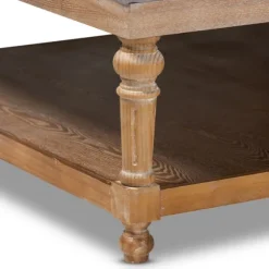 Upholstered Linen Tufted Ottoman With Shelf-Kirkland's Home Fashion
