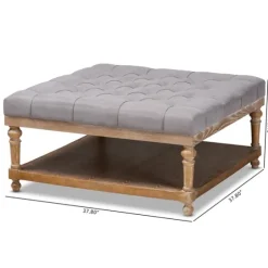 Upholstered Linen Tufted Ottoman With Shelf-Kirkland's Home Fashion