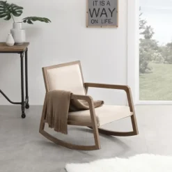Upholstered Linen Wood Rocker Accent Chair-Kirkland's Home Sale