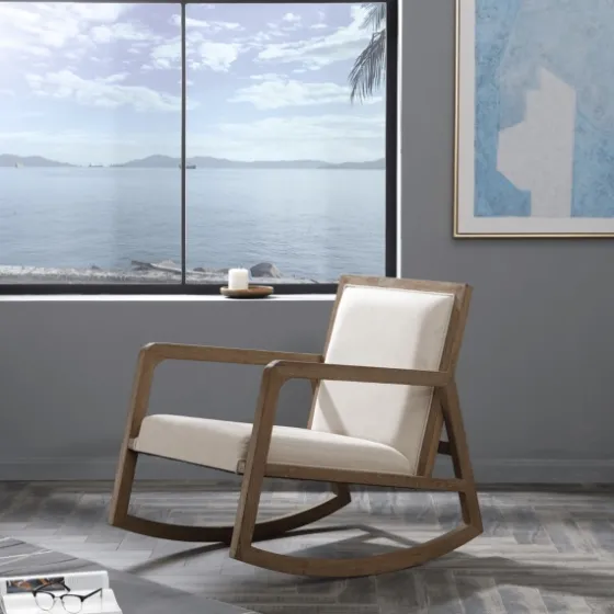Upholstered Linen Wood Rocker Accent Chair-Kirkland's Home Sale