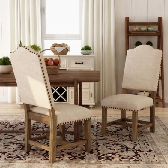 Upholstered Oak Wood Dining Chairs, Set Of 2-Kirkland's Home Hot