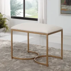 Upholstered Seat And Gold Metal Bench-Kirkland's Home Fashion