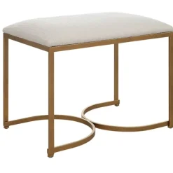 Upholstered Seat And Gold Metal Bench-Kirkland's Home Fashion