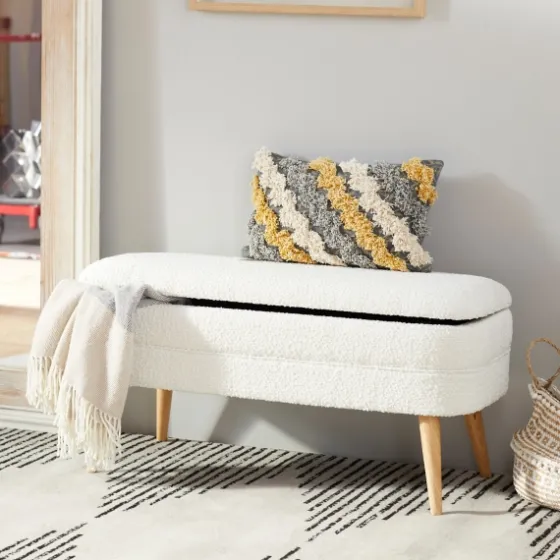 Upholstered Wood Leg Storage Bench-Kirkland's Home Best