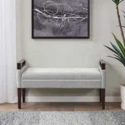 Upholstered Wood Trim Bench-Kirkland's Home Online