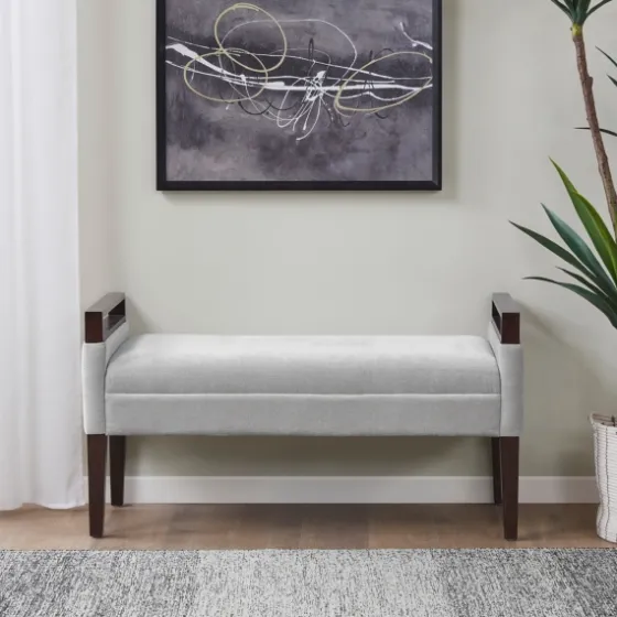 Upholstered Wood Trim Bench-Kirkland's Home Online