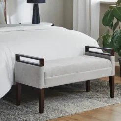 Upholstered Wood Trim Bench-Kirkland's Home Online
