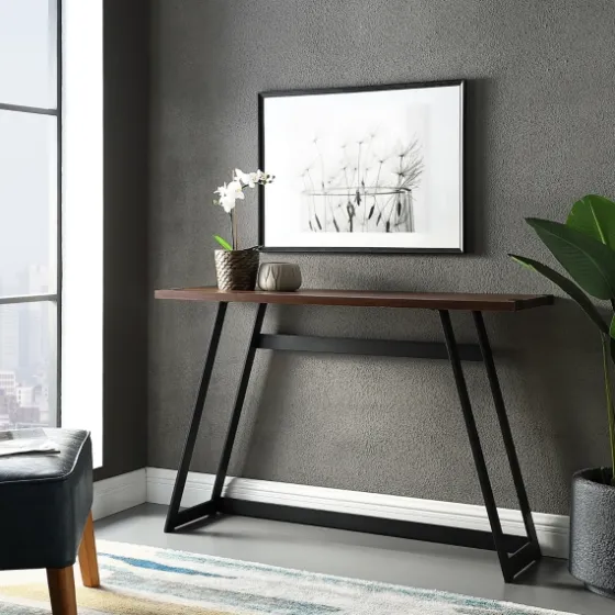 Urban Metal Wrap Dark Walnut Console Table-Kirkland's Home Flash Sale