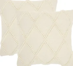 Vanilla Knotted Lattice Throw Pillows, Set Of 2-Kirkland's Home Store