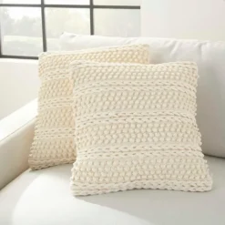 Vanilla Woven Stripes Throw Pillows, Set Of 2-Kirkland's Home Online
