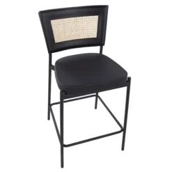 Vegan Leather And Rattan Counter Stools, Set Of 2-Kirkland's Home Online
