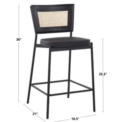 Vegan Leather And Rattan Counter Stools, Set Of 2-Kirkland's Home Online