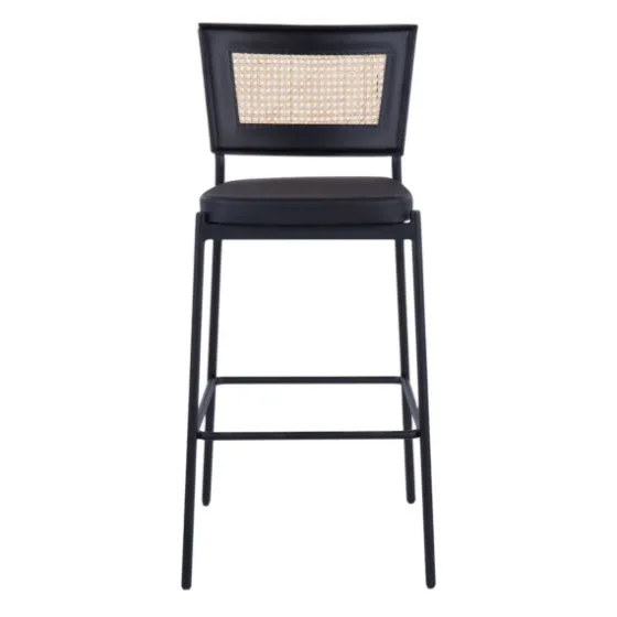 Vegan Leather And Rattan Bar Stools, Set Of 2-Kirkland's Home Outlet