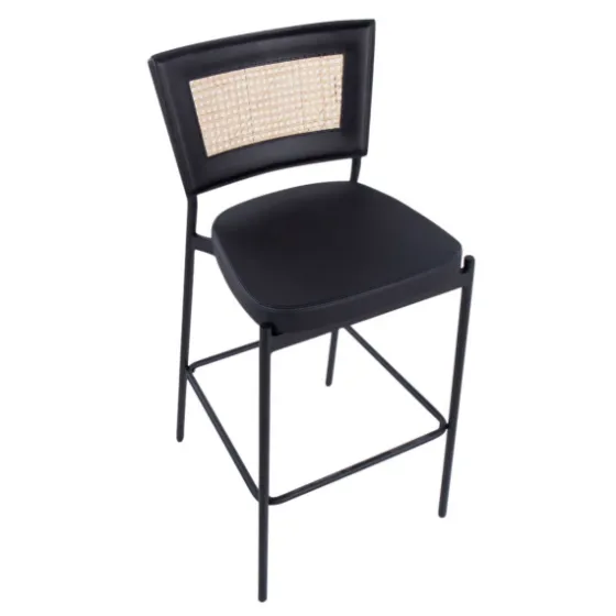 Vegan Leather And Rattan Bar Stools, Set Of 2-Kirkland's Home Outlet