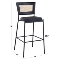 Vegan Leather And Rattan Bar Stools, Set Of 2-Kirkland's Home Outlet