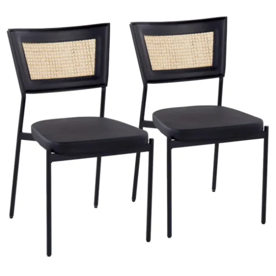 Vegan Leather And Rattan Dining Chairs, Set Of 2-Kirkland's Home Flash Sale