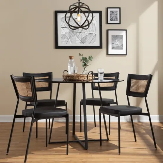 Vegan Leather And Rattan Dining Chairs, Set Of 2-Kirkland's Home Flash Sale