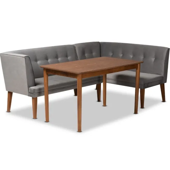 Velvet And Walnut Bench 4-Pc. Dining Set-Kirkland's Home Discount