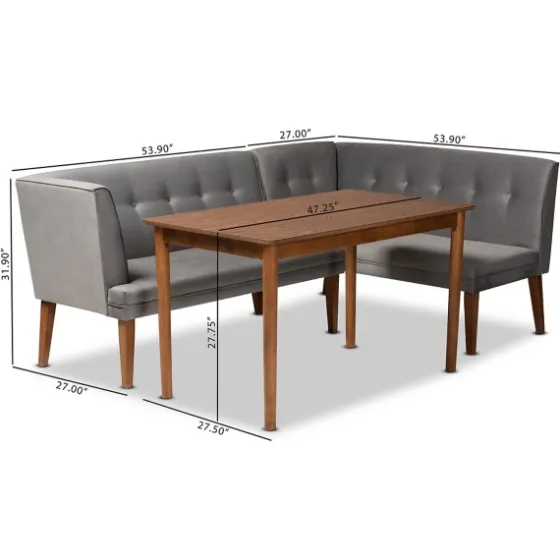 Velvet And Walnut Bench 4-Pc. Dining Set-Kirkland's Home Discount