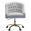 Velvet Tufted Gold Leg Swivel Office Chair-Kirkland's Home Shop