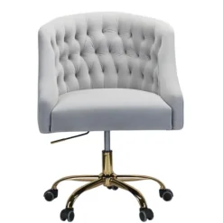Velvet Tufted Gold Leg Swivel Office Chair-Kirkland's Home Shop