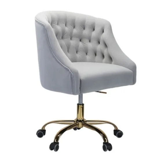 Velvet Tufted Gold Leg Swivel Office Chair-Kirkland's Home Shop