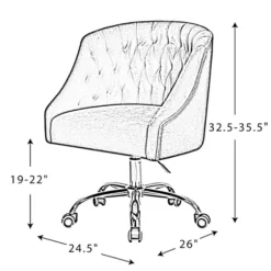 Velvet Tufted Gold Leg Swivel Office Chair-Kirkland's Home Shop