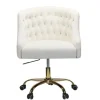 Velvet Tufted Golden Leg Swivel Office Chair-Kirkland's Home Online