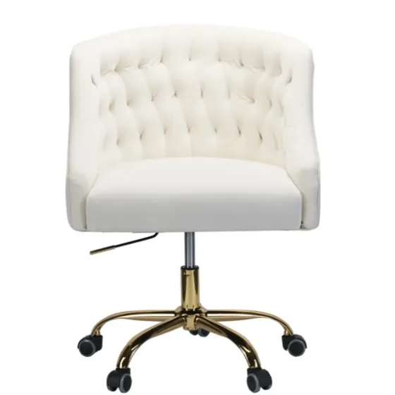 Velvet Tufted Golden Leg Swivel Office Chair-Kirkland's Home Online