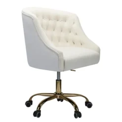 Velvet Tufted Golden Leg Swivel Office Chair-Kirkland's Home Online