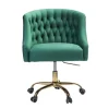 Velvet Tufted Golden Leg Swivel Office Chair-Kirkland's Home Hot