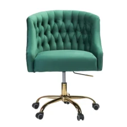 Velvet Tufted Golden Leg Swivel Office Chair-Kirkland's Home Hot