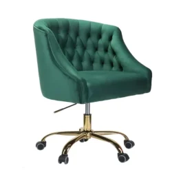 Velvet Tufted Golden Leg Swivel Office Chair-Kirkland's Home Hot