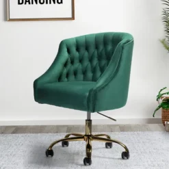 Velvet Tufted Golden Leg Swivel Office Chair-Kirkland's Home Hot