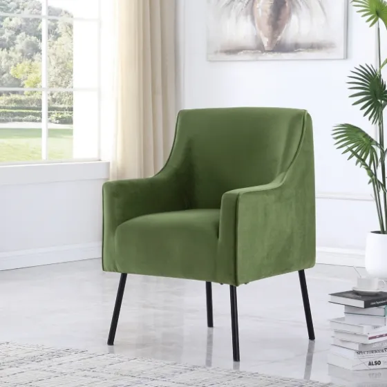 Velvet Upholstered Black Legs Accent Chair-Kirkland's Home Online